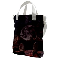 In The Cosmos Moon Sci-fi Space Sky Canvas Messenger Bag by Cendanart