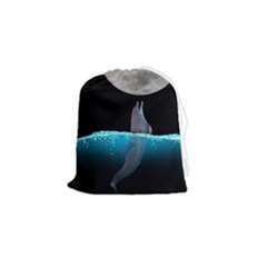 Dolphin Moon Water Drawstring Pouch (small) by Ndabl3x