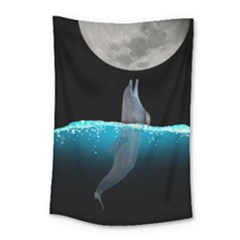 Dolphin Moon Water Small Tapestry by Ndabl3x