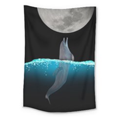 Dolphin Moon Water Large Tapestry by Ndabl3x