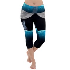 Dolphin Moon Water Lightweight Velour Capri Yoga Leggings by Ndabl3x