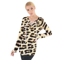 Leopard Print Tie Up T-shirt by TShirt44