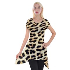 Leopard Print Short Sleeve Side Drop Tunic by TShirt44