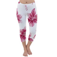 Hawaiian Flowers Capri Winter Leggings 