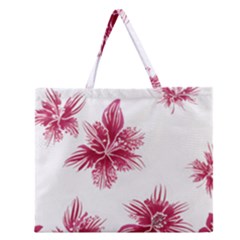 Hawaiian Flowers Zipper Large Tote Bag