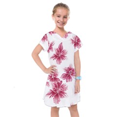 Hawaiian Flowers Kids  Drop Waist Dress