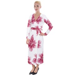 Hawaiian Flowers Velvet Maxi Wrap Dress