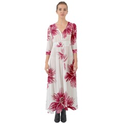 Hawaiian Flowers Button Up Boho Maxi Dress