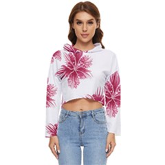 Hawaiian Flowers Women s Lightweight Cropped Hoodie