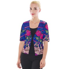 Enchanted Rose Stained Glass Cropped Button Cardigan by Cendanart