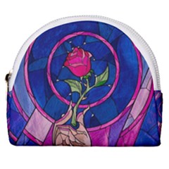 Enchanted Rose Stained Glass Horseshoe Style Canvas Pouch by Cendanart