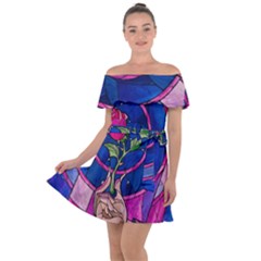 Enchanted Rose Stained Glass Off Shoulder Velour Dress by Cendanart