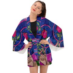 Enchanted Rose Stained Glass Long Sleeve Kimono by Cendanart