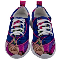 Enchanted Rose Stained Glass Kids Athletic Shoes by Cendanart