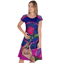 Enchanted Rose Stained Glass Classic Short Sleeve Dress by Cendanart