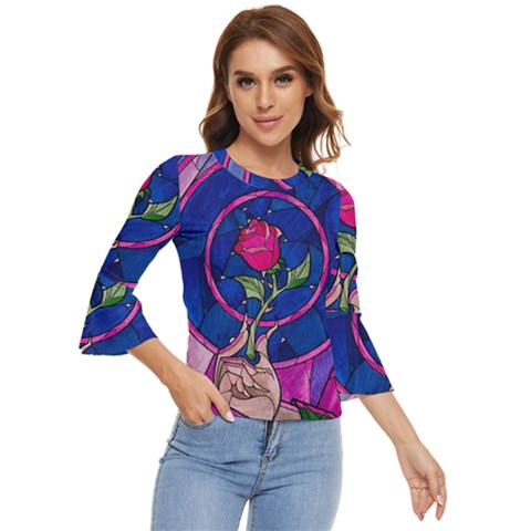 Enchanted Rose Stained Glass Bell Sleeve Top by Cendanart