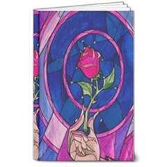 Enchanted Rose Stained Glass 8  X 10  Hardcover Notebook by Cendanart