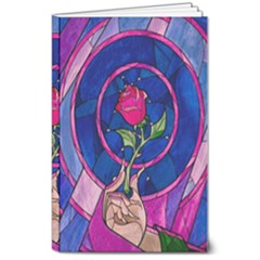 Enchanted Rose Stained Glass 8  X 10  Softcover Notebook by Cendanart