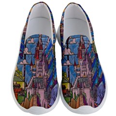 Castle Building Stained Glass Men s Lightweight Slip Ons by Cendanart