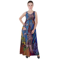 Castle Building Stained Glass Empire Waist Velour Maxi Dress by Cendanart