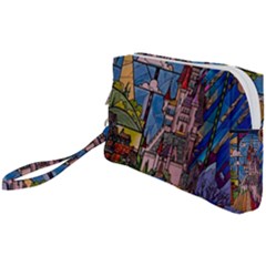 Castle Building Stained Glass Wristlet Pouch Bag (small) by Cendanart