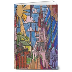 Castle Building Stained Glass 8  X 10  Hardcover Notebook by Cendanart