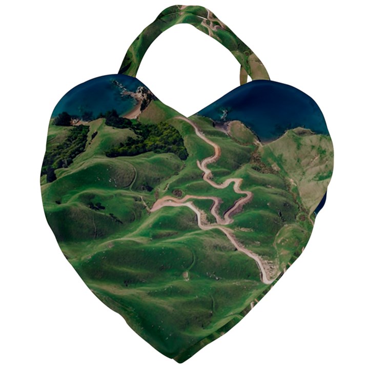 Coast Aerial View Beautiful Landscape Nature Ocean Road Graphy Aerial Coast Drone Giant Heart Shaped Tote