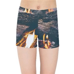 Wood Fire Camping Forest On Kids  Sports Shorts by Bedest