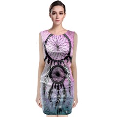 Dream Catcher Art Feathers Pink Classic Sleeveless Midi Dress