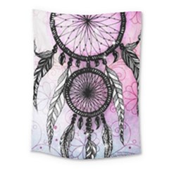 Dream Catcher Art Feathers Pink Medium Tapestry