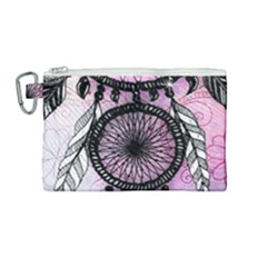 Dream Catcher Art Feathers Pink Canvas Cosmetic Bag (medium)