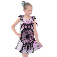 Dream Catcher Art Feathers Pink Kids  Tie Up Tunic Dress