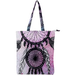 Dream Catcher Art Feathers Pink Double Zip Up Tote Bag