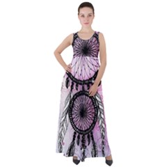 Dream Catcher Art Feathers Pink Empire Waist Velour Maxi Dress