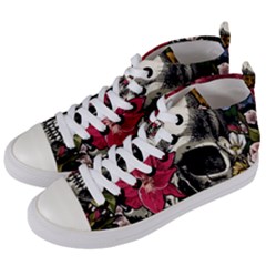 Skull Flowers American Native Dream Catcher Legend Women s Mid-top Canvas Sneakers