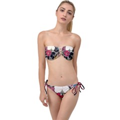 Skull Flowers American Native Dream Catcher Legend Twist Bandeau Bikini Set by Bedest