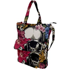 Skull Flowers American Native Dream Catcher Legend Shoulder Tote Bag by Bedest