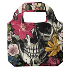 Skull Flowers American Native Dream Catcher Legend Premium Foldable Grocery Recycle Bag by Bedest