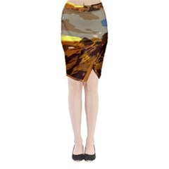 Scotland Monti Mountains Mountain Midi Wrap Pencil Skirt