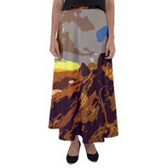 Scotland Monti Mountains Mountain Flared Maxi Skirt by Cendanart