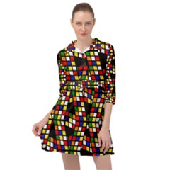 Graphic Pattern Rubiks Cube Mini Skater Shirt Dress by Cendanart
