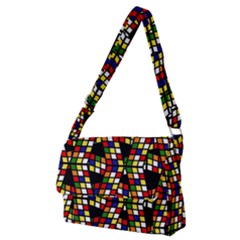 Graphic Pattern Rubiks Cube Full Print Messenger Bag (m) by Cendanart