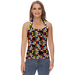 Graphic Pattern Rubiks Cube Basic Halter Top by Cendanart