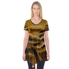 Bridge Of Regret Short Sleeve Tunic  by Cendanart