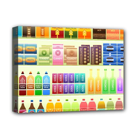 Supermarket Shelf Products Snacks Deluxe Canvas 16  X 12  (stretched)  by Cendanart