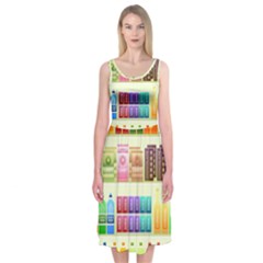 Supermarket Shelf Products Snacks Midi Sleeveless Dress