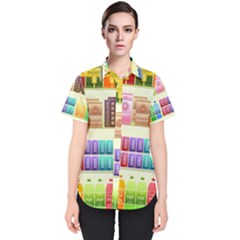 Supermarket Shelf Products Snacks Women s Short Sleeve Shirt