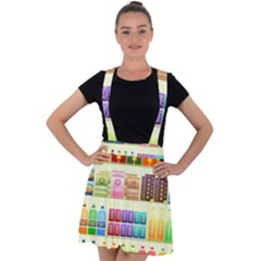 Supermarket Shelf Products Snacks Velvet Suspender Skater Skirt by Cendanart