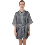 Gray Water Splashes Half Sleeve Satin Kimono 