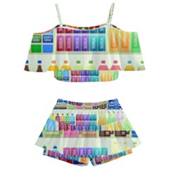 Supermarket Shelf Products Snacks Kids  Off Shoulder Skirt Bikini by Cendanart